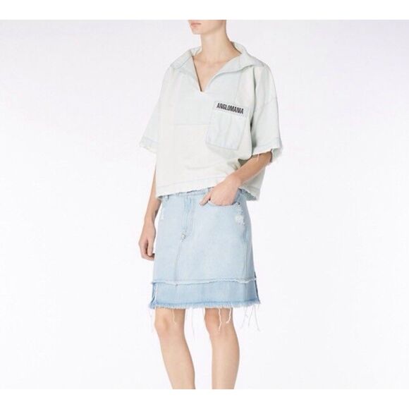 VIVIENNE WESTWOOD ANGLOMANIA Distressed Oversized Denim Top Large - Picture 1 of 7